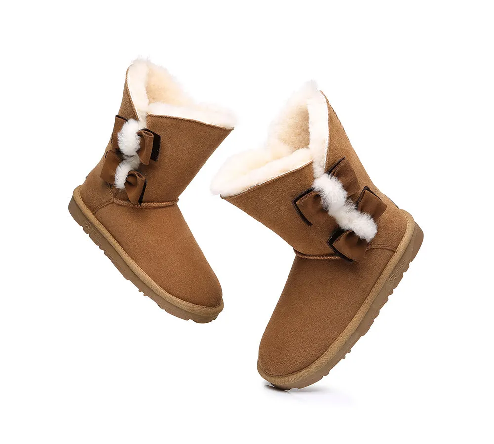 Sheepskin Double Bow Boots Women Eira