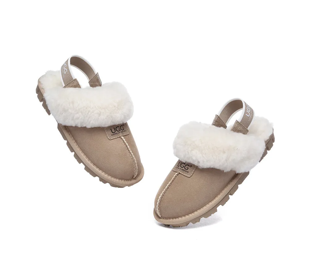 Sheepskin Wool Removable Strap Slingback Slippers Suzie ll