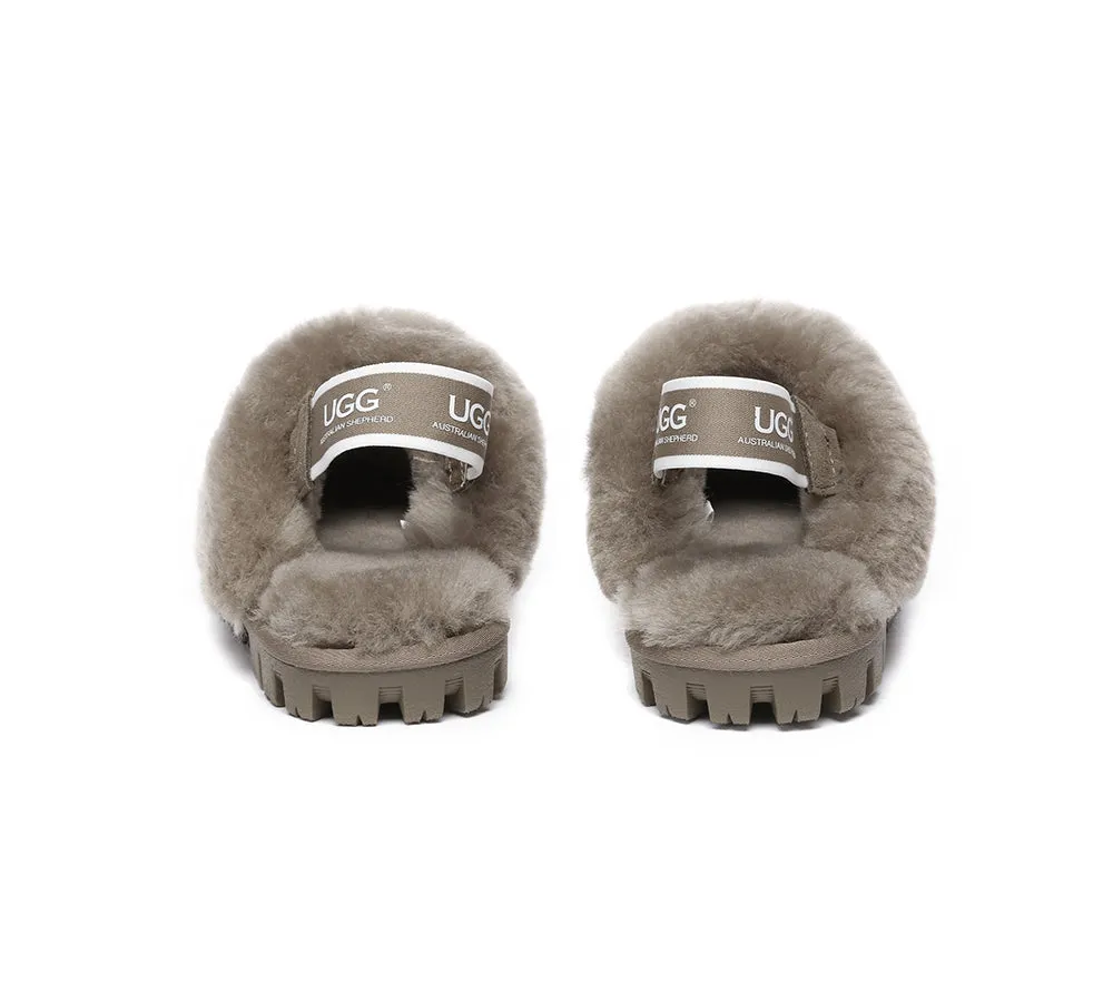 Sheepskin Wool Removable Strap Slingback Slippers Suzie ll