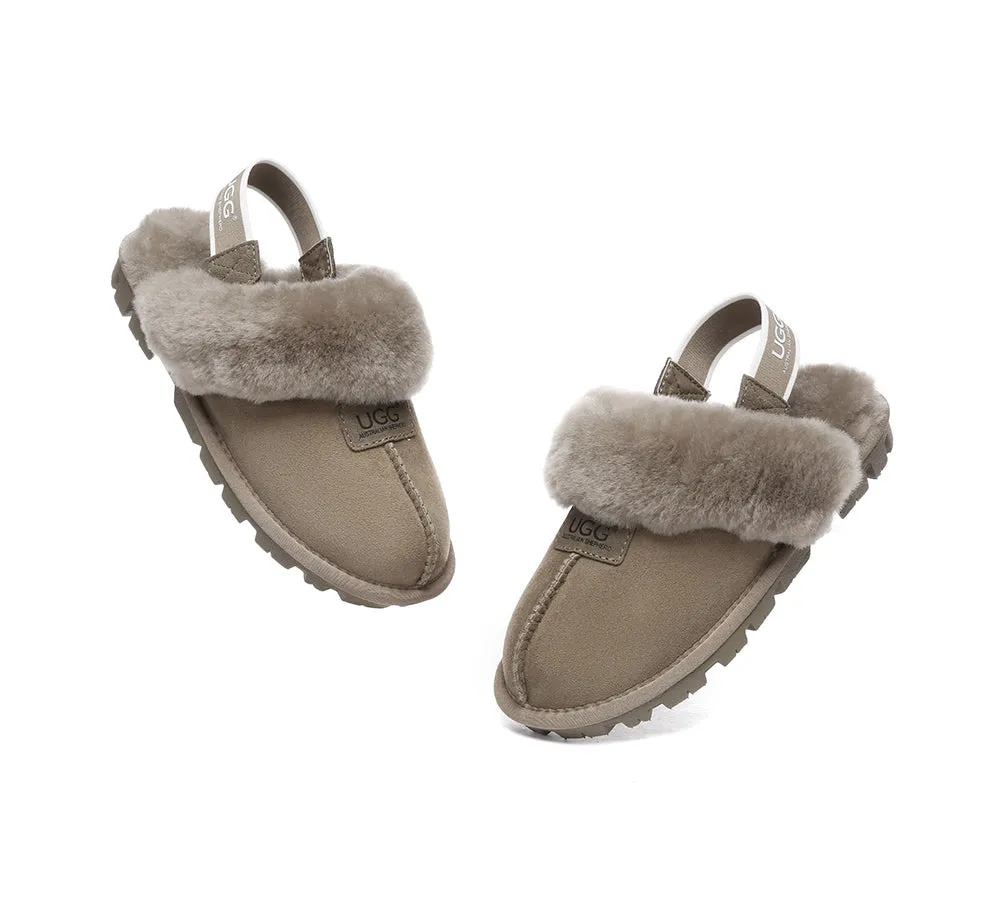 Sheepskin Wool Removable Strap Slingback Slippers Suzie ll