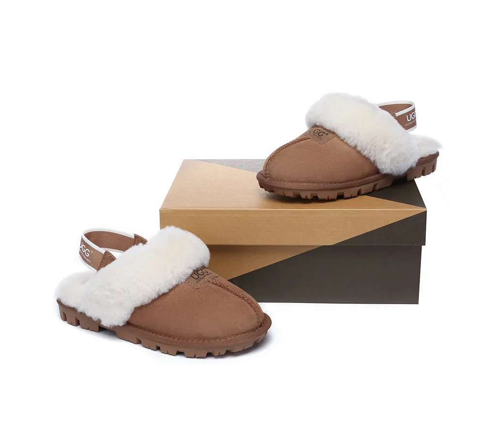 Sheepskin Wool Removable Strap Slingback Slippers Suzie ll