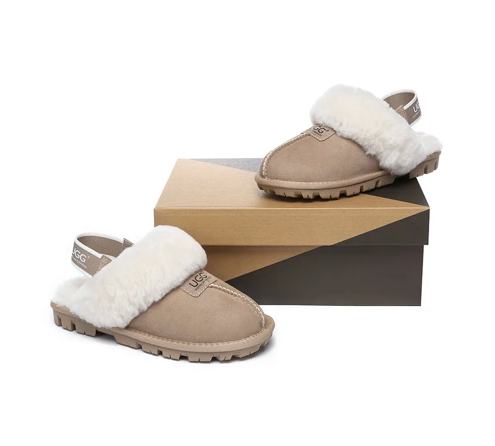 Sheepskin Wool Removable Strap Slingback Slippers Suzie ll