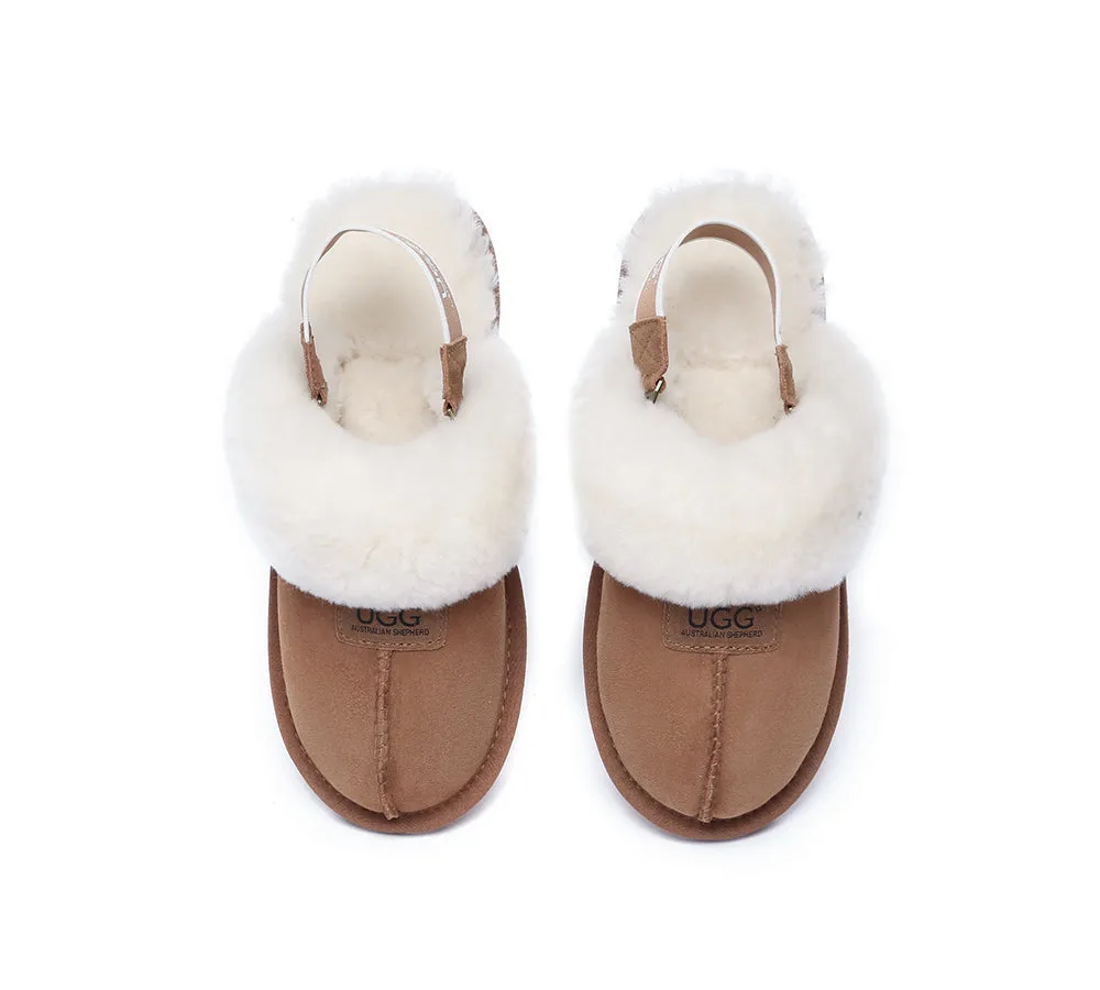 Sheepskin Wool Removable Strap Slingback Slippers Suzie ll