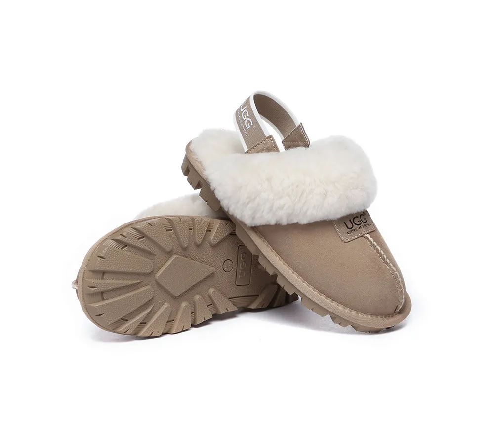 Sheepskin Wool Removable Strap Slingback Slippers Suzie ll