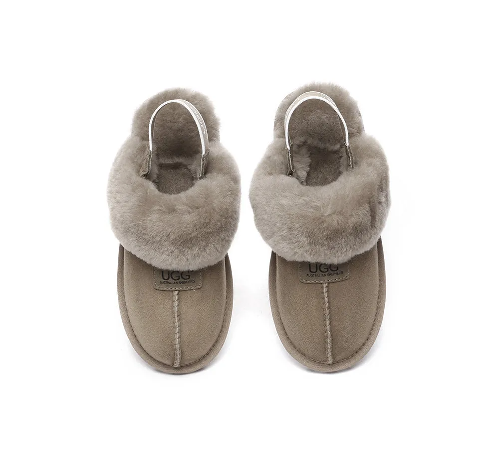 Sheepskin Wool Removable Strap Slingback Slippers Suzie ll