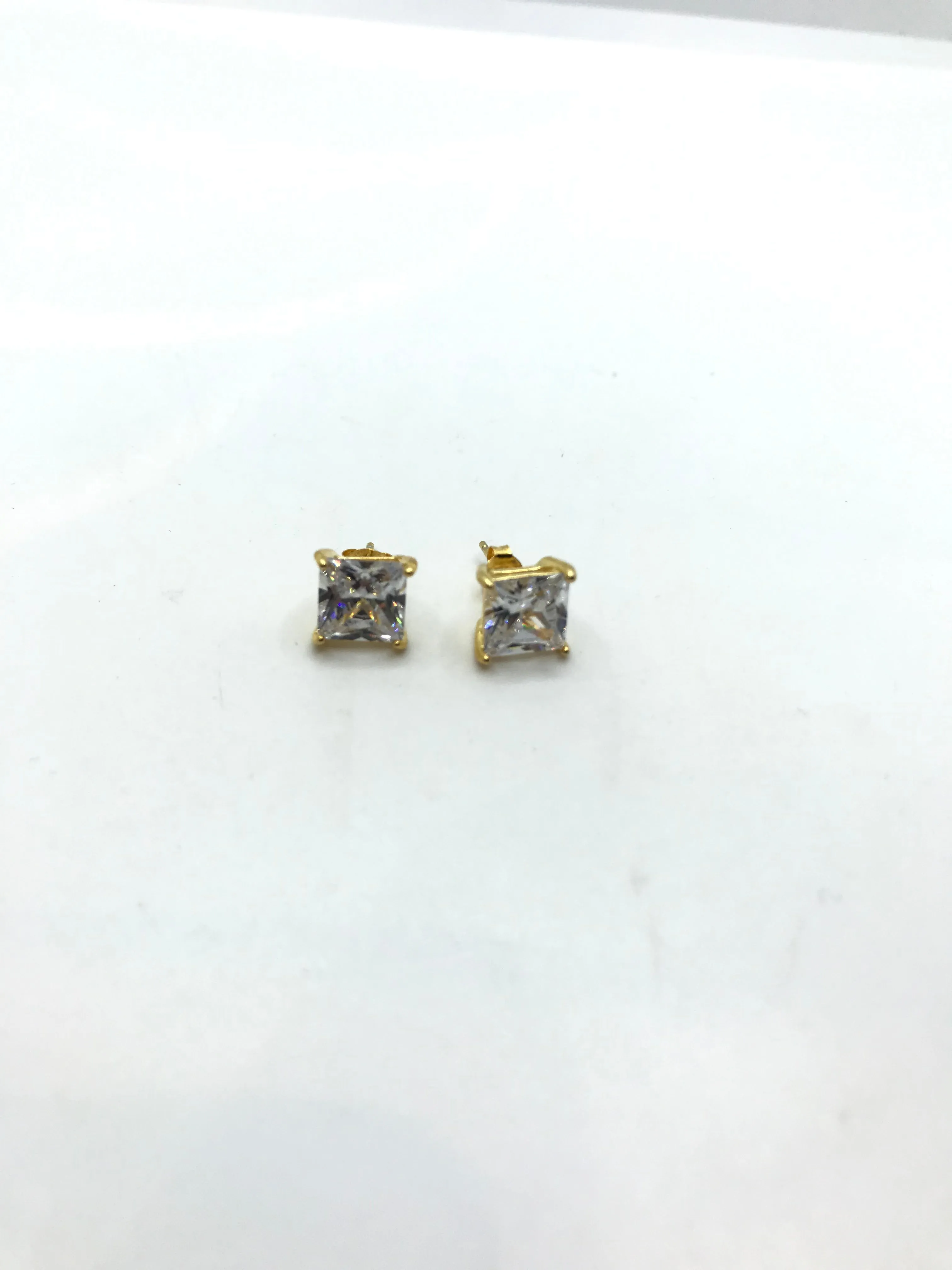 Sterling silver gold plated square studs