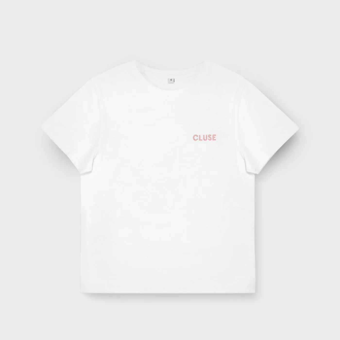 T-Shirt White, Pink Logo, Small