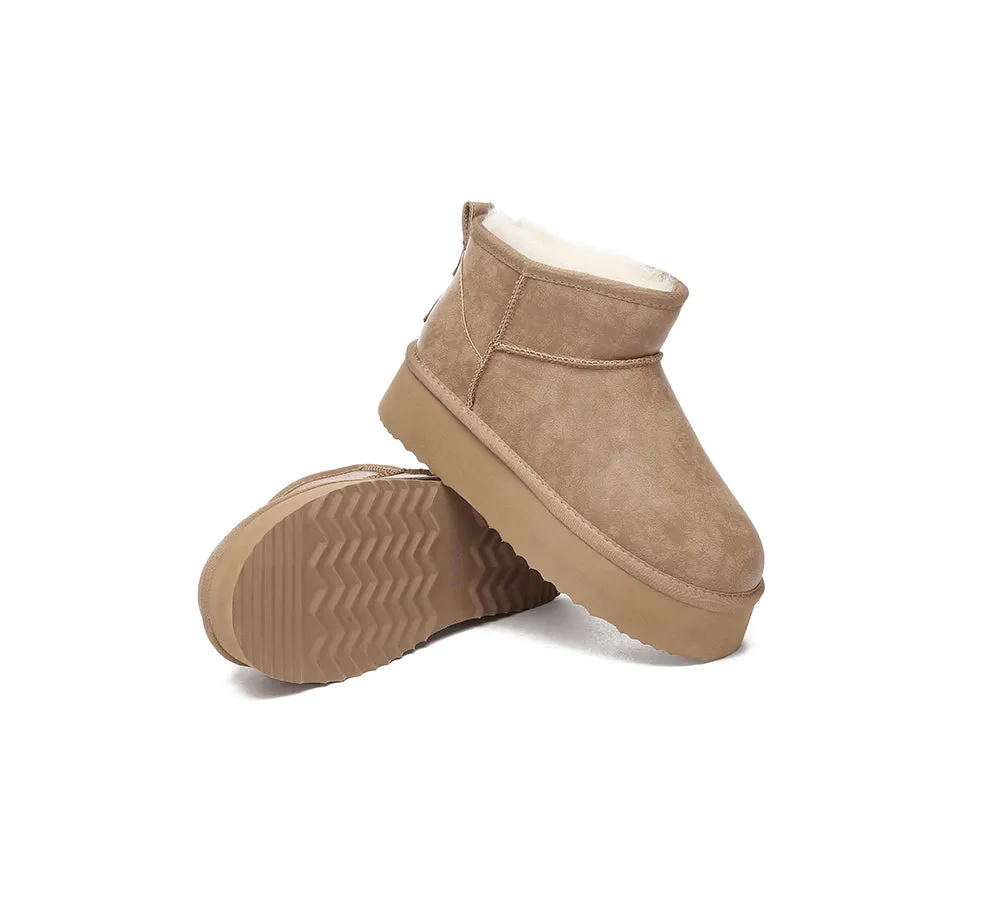 UGG Mini Platform Boots Women Sheepskin Wool Ankle Anti-slip Boots Romi