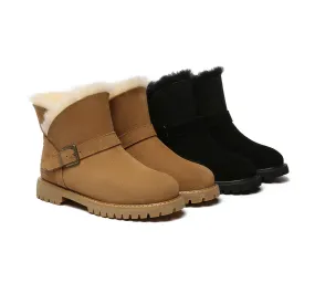 UGG Women Sheepskin Wool Buckle Decor Ankle Boots Polarwalk