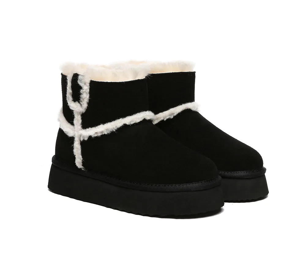 UGG Women Sheepskin Wool Shearling Lined Ankle Boots Schunck Platform