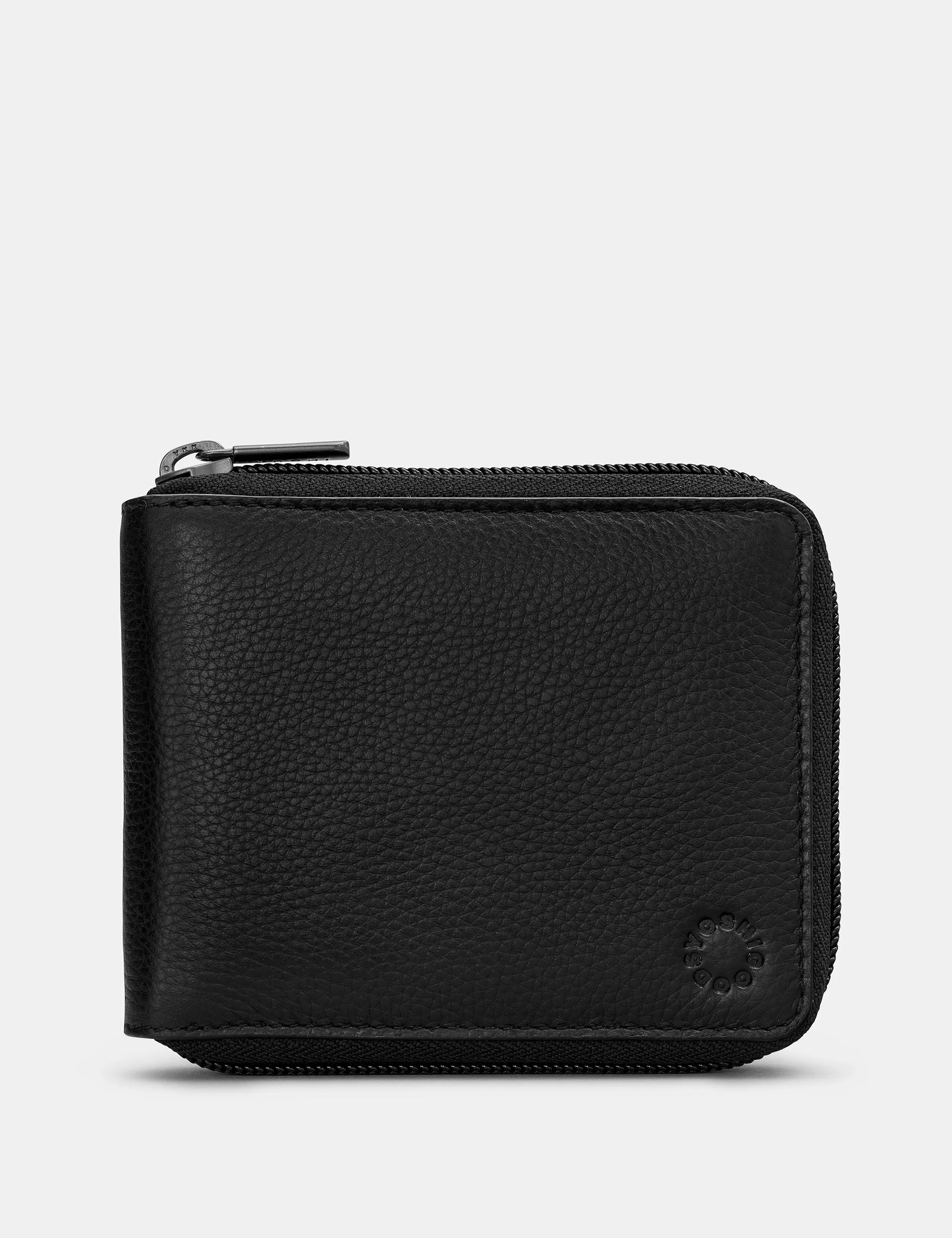 Zip Around Black And Blue Leather Wallet